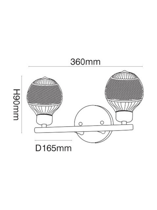 VK Lighting Modern Leuchte Wand mit Fassung G9 Schwarz 16.5x16.5x9cm
