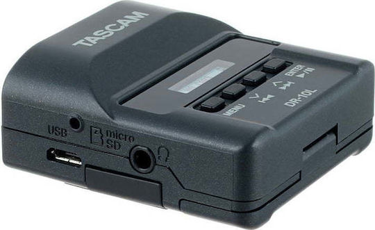 Tascam DR-10 L Monocanal Reportofon Digital Portabil Pe Baterie pentru Înregistrare pe Card de Memorie cu Durată de Înregistrare 10 Ore și Alimentare USB Negru
