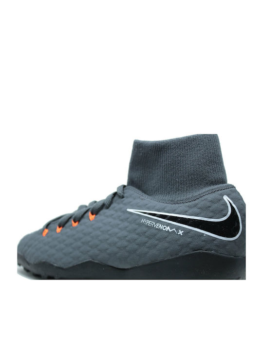 Παιδικά Ποδοσφαιρικά Παπούτσια Ψηλά Hypervenom PhantomX 3 Academy DF με Σχάρα και Καλτσάκι Γκρι