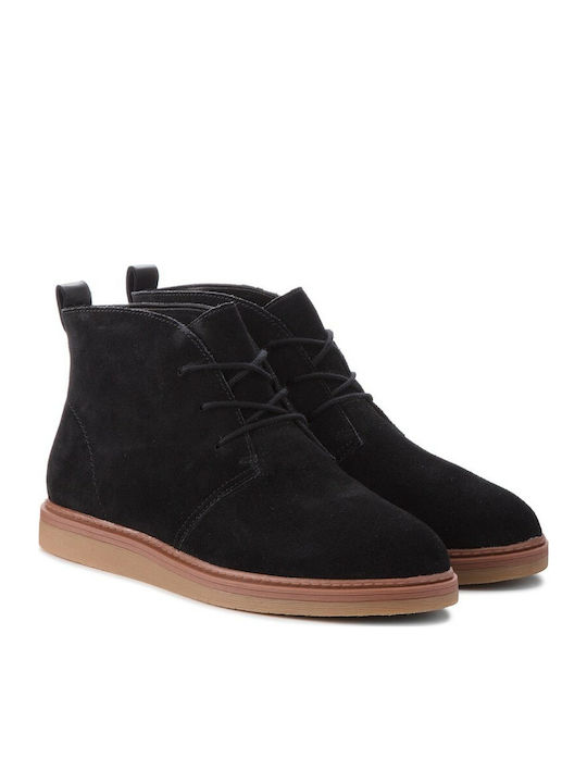 Clarks Dove Roxana Suede Γυναικεία Μποτάκια με Πλατφόρμα Μαύρα