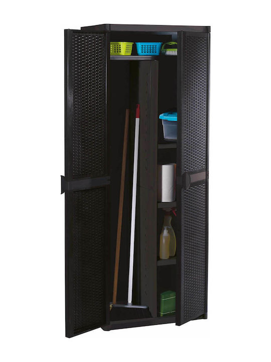 Double Door Wardrobe Plastic with Divider & 4 Shelves 65x45x172cm
