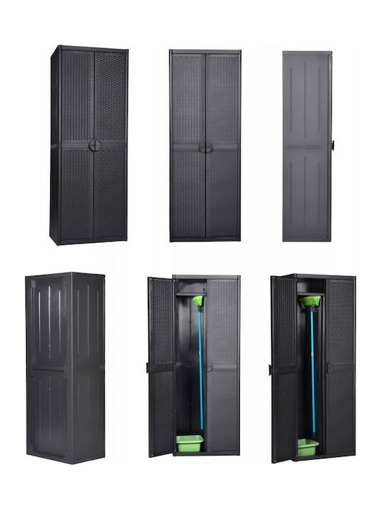 Double Door Wardrobe Plastic with Divider & 4 Shelves 65x45x172cm