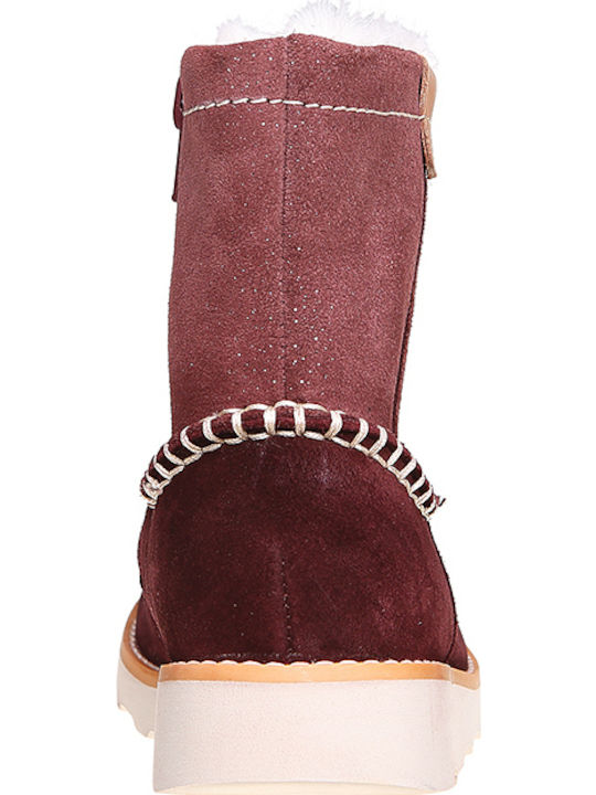 Crown Piper T Suede Παιδικά Μποτάκια με Φερμουάρ Μπορντό