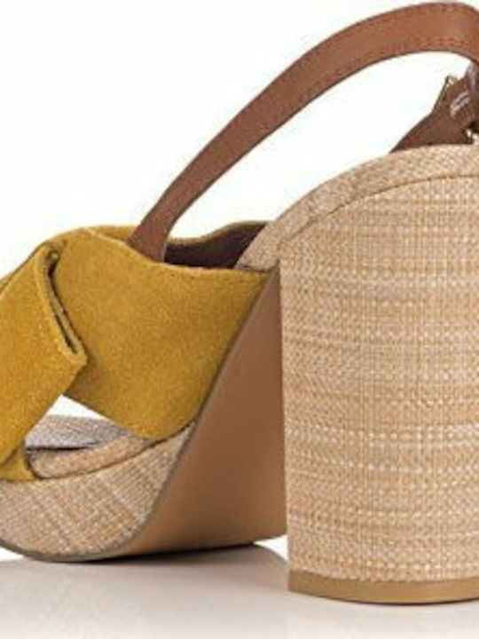 Gioseppo Platform Fabric Women's Sandals Yellow