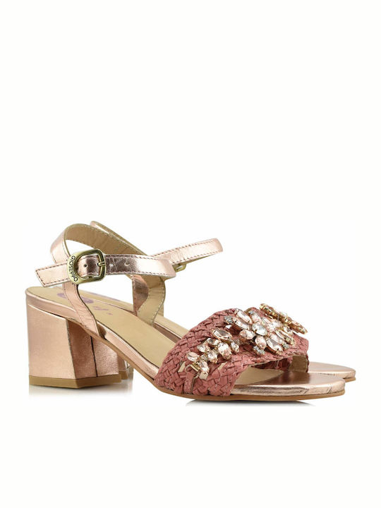 Gioseppo Women's Sandals Pink with Chunky Medium Heel