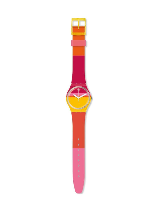 Swatch Roug' Heure Uhr mit Kautschukarmband