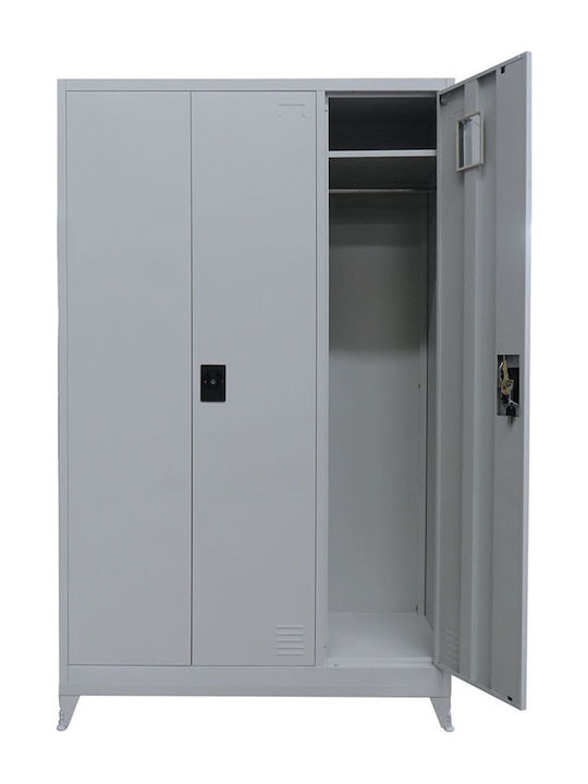 Dreiblättriger Metallischer Galsanizierter Außenschrank mit Verriegelungsfunktion mit Trennwand & 5 Regale 115x45x191cm