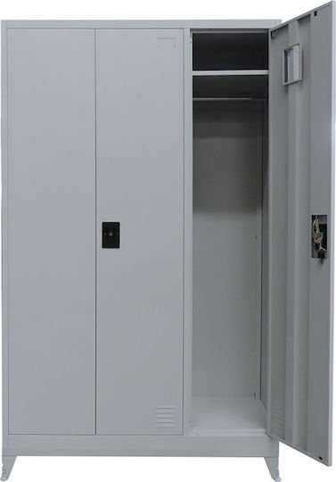 Three-Door Galvanized Metal Cabinet with Locking Capability with Divider & 5 Shelves 115x45x191 cm