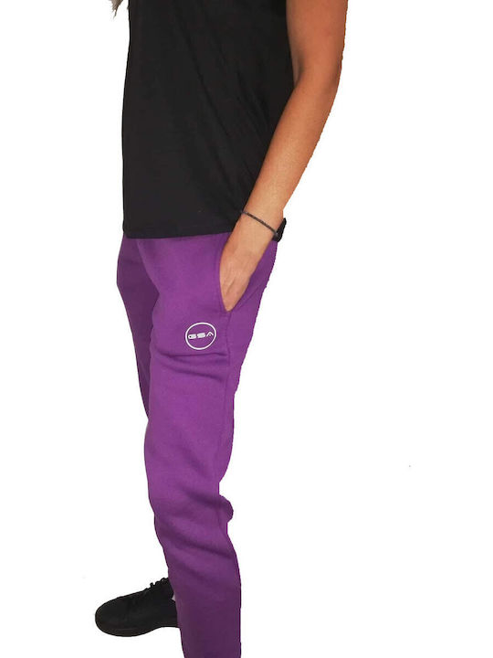 Supercotton Jogger Purple Women's Sweatpants with Elastic High Waist