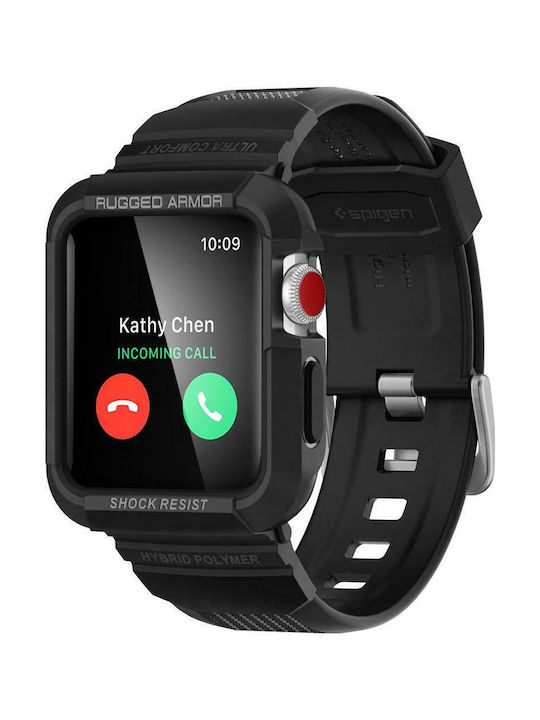 Spigen Rugged Armor Pro Silikonhülle in Schwarz Farbe für Apple Watch 42mm