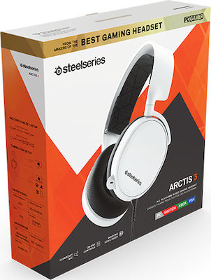 SteelSeries Arctis 3 2019 Edition Over Ear Gaming Headset με σύνδεση 2x3.5mm Λευκό