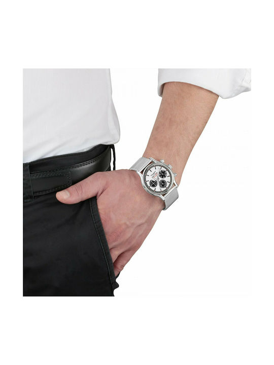 Sector 660 Watch Chronograph Battery with Silver Metal Bracelet