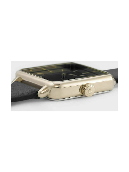 La Garconne Watch with Black Leather Strap