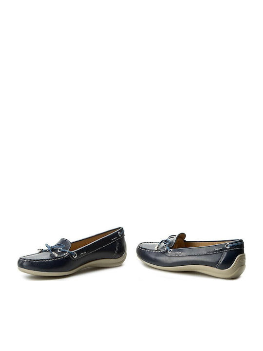 Geox D Yuki A Δερμάτινα Γυναικεία Loafers σε Navy Μπλε Χρώμα