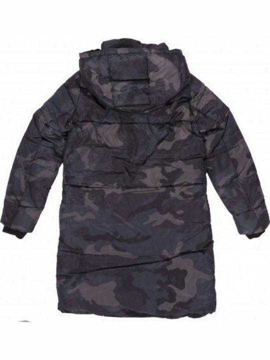 Only Women's Long Puffer Jacket for Winter with Hood Moonless Night Camo