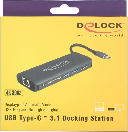 DeLock USB-C Docking Station με HDMI 4K PD Ethernet Μαύρο (87721)