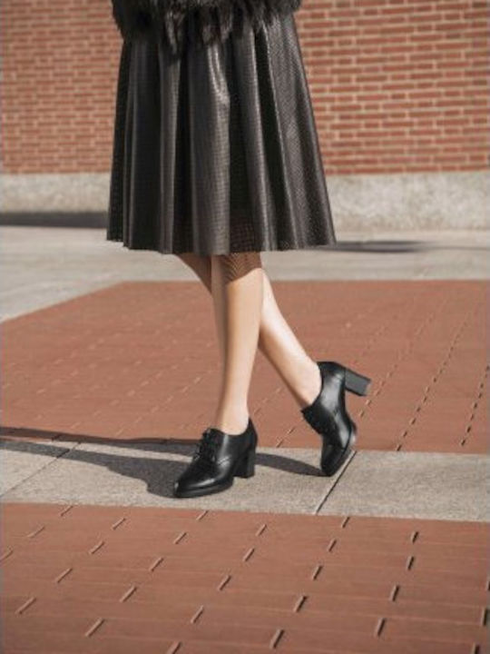 Meryem Δερμάτινα Γυναικεία Μποτάκια Oxfords Μαύρα