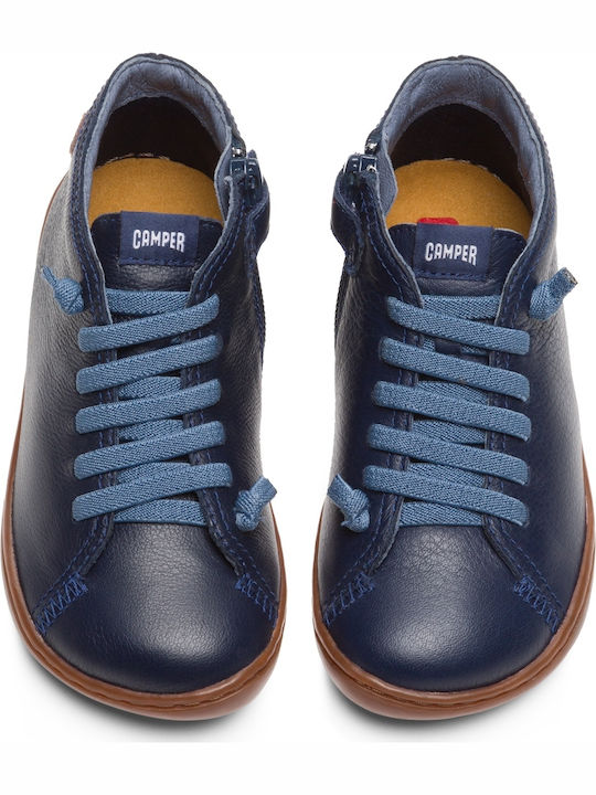 Peu Cami Anatomical Leather Kids Boots with Zipper Navy Blue