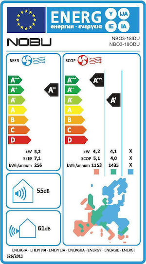 Nobu Kiku Aparat De Aer Condiționat Inverter 18000 BTU A++/A+