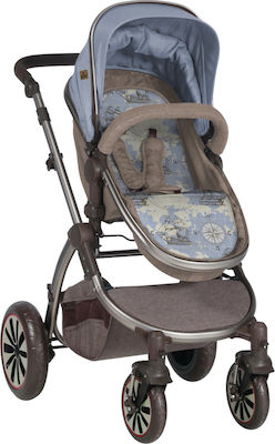 Lorelli Aurora 2 in 1 Adjustable 2 in 1 Baby Stroller Suitable for Newborn Beige & Blue Maps 11.8kg 10020921847