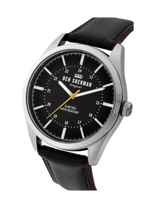 Ben Sherman Spitafields Outdoor Uhr Batterie mit Schwarz Lederarmband