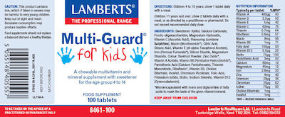 Lamberts Multi-Guard For Kids Vitamin für Energie, Unterstützung des Immunsystems, die Haare, die Haut & die Nägel 100 Registerkarten