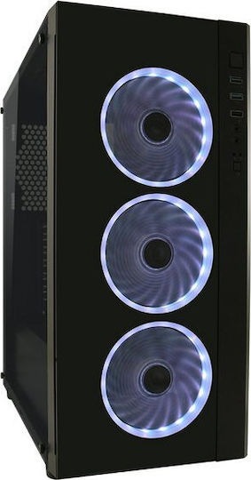 LC-Power Gaming 995B Light Box Midi Tower Κουτί Υπολογιστή με Πλαϊνό Παράθυρο και RGB Φωτισμό Μαύρο