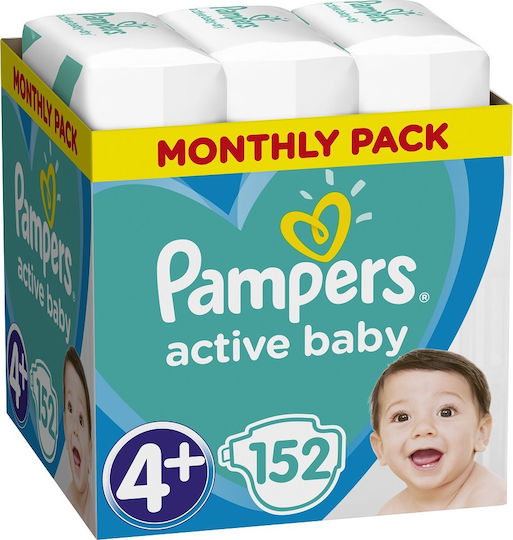Pampers Active Baby Памперси с лента No. 4+ за 10-15 kg 152pcs
