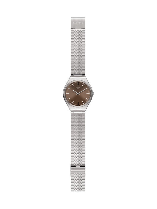 Swatch Skinboot Uhr mit Silber Metallarmband