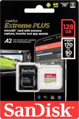 Sandisk Extreme Plus microSDXC 128GB Class 10 U3 V30 A2 UHS-I with Adapter