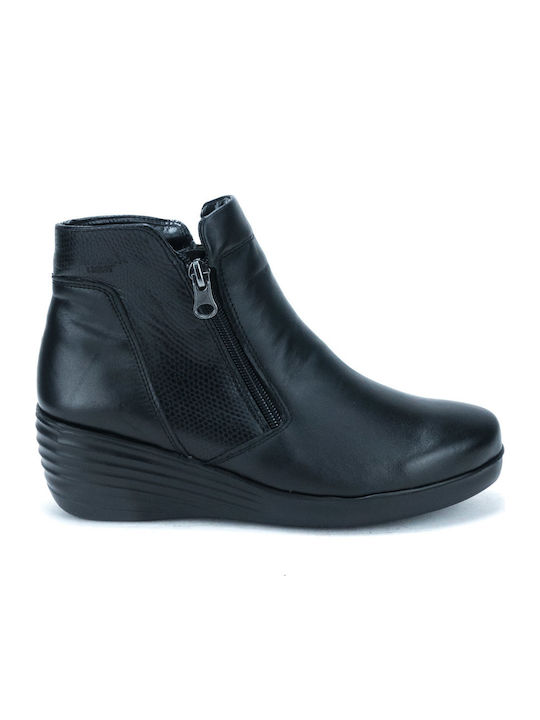 Boxer Leather Women's Ankle Boots Platform Black