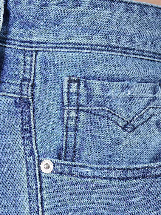 Anbass Men's Elastic Jeans Pants With Slim Fit Blue
