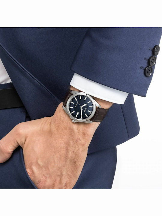 Citizen Platform Eco-Drive Мъжки Часовник 41мм Eco - Drive с Кафява Кожена Каишка