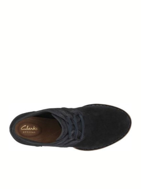 Clarks Carleta Lyon Δερμάτινα Γυναικεία Μποτάκια Navy Μπλε