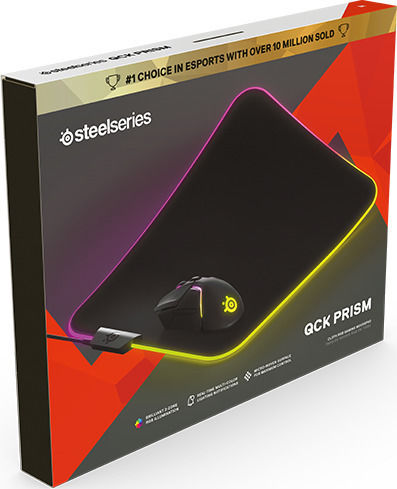 SteelSeries Qck Prism Cloth Gaming Mouse Pad Medium 320mm with RGB Lighting via USB Black 63825