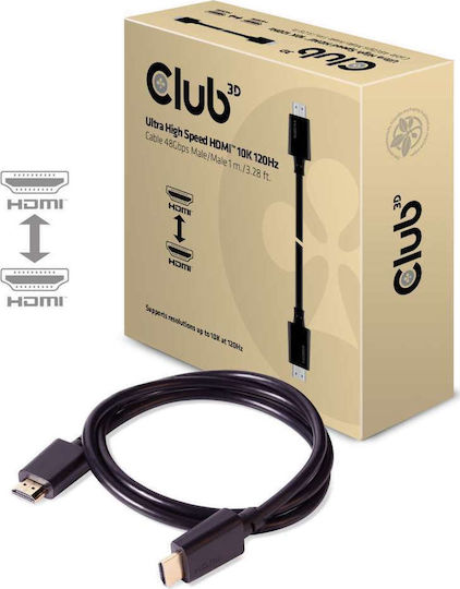 Club3D HDMI 2.1 Ultra High Speed 48Gbps 4K 120Hz HDR VRR Cable HDMI male - HDMI male 1m Μαύρο