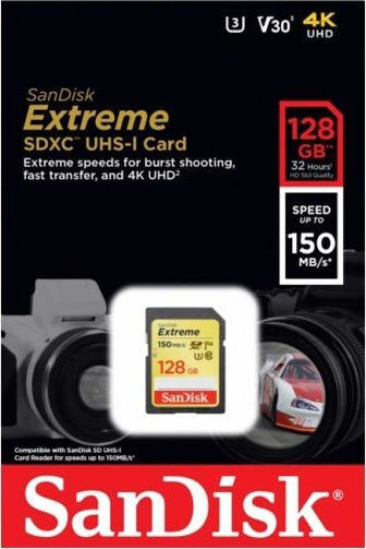 Sandisk Exteme SDXC 128GB Clasa 10 U3 V30 UHS-I