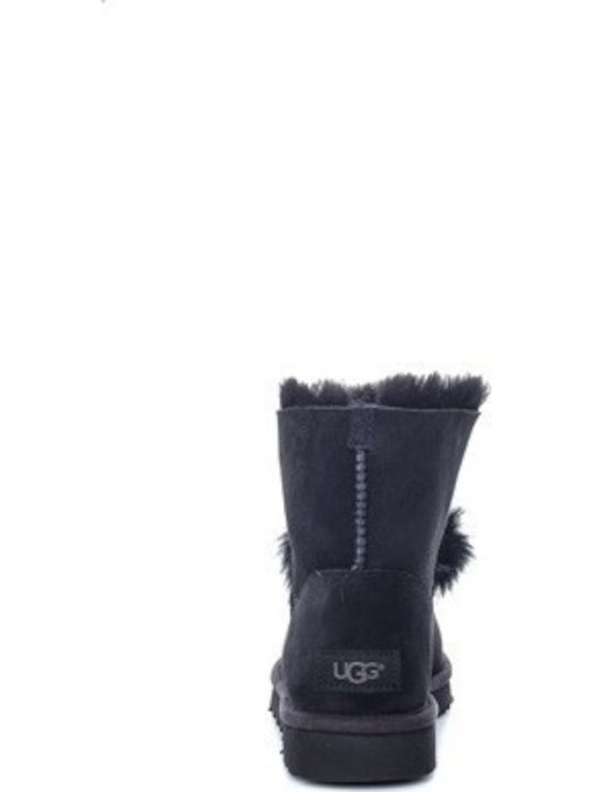 Ugg Australia Wildleder Damen Knöchelstiefel mit Pelz Schwarz