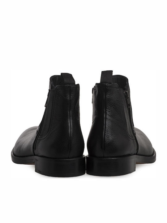 Leather Black Men's Boots with Zipper