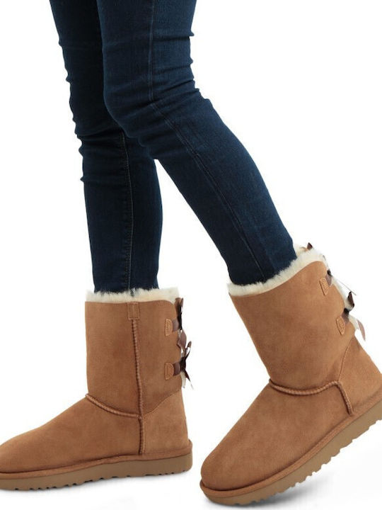 Suede Women's Boots with Fur Bailey Bow II Chestnut
