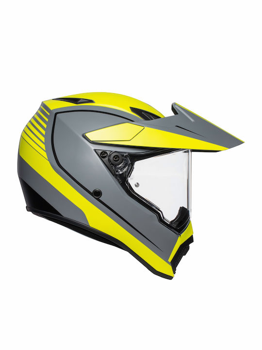 AGV AX-9 Dual On-Off Helmet with Pinlock DOT / ECE 22.05 1540gr Pacific Road Matt Grey / Yellow Fluo / Black KR3796