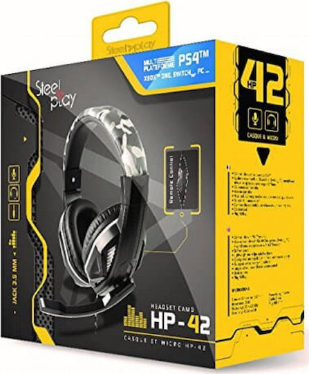Steelplay HP42 Over Ear Gaming Headset με σύνδεση 3.5mm Γκρι