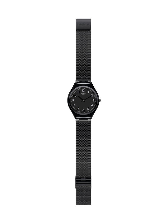 Swatch Skincoal Watch with Black Metal Bracelet