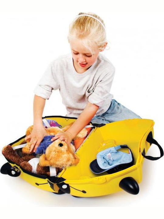 Trunki Bernard The Bee Детска Куфар За Пътуване Кабинен Твърд Жълт С 4 Колела Височина 31см