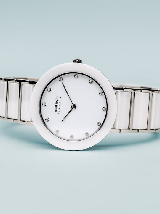Bering Time Γυναικείο Ρολόι 35mm Μπαταρίας με Λευκό Μεταλλικό Μπρασελέ