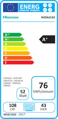 Hisense Smart Τηλεόραση 43" 4K UHD LED H43A6140 HDR (2018)