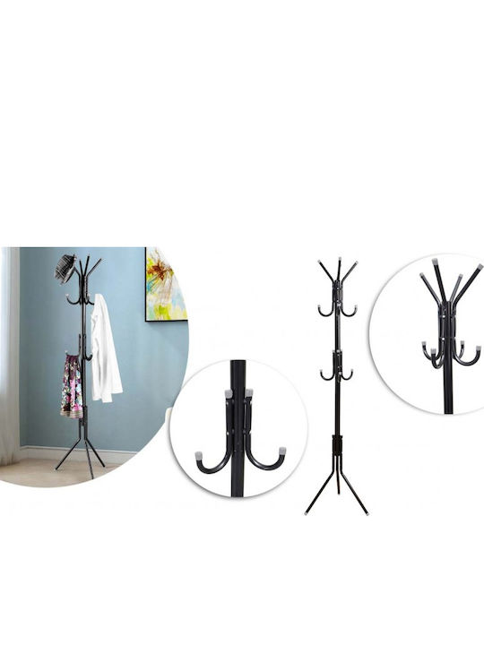 Hoppline Freestanding Coat Rack Metallic Black 42x42x170cm