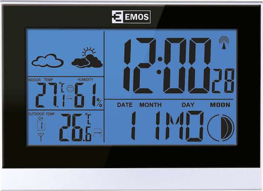 Emos E3070 Ασύρματος Μετεωρολογικός Σταθμός Ψηφιακός Επιτραπέζιος Μαύρος