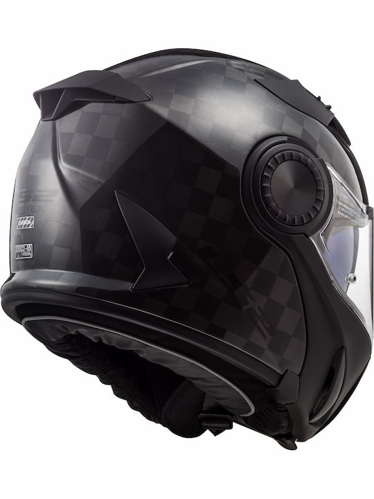 LS2 FF313 Vortex Flip-Up Helmet with Pinlock and Sun Visor ECE 22.05 1390gr Solid Carbon KR00211