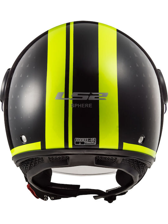 LS2 Sphere Lux OF558 Crush Black / H-V Yellow Motorradhelm Jet ECE 22.05 1000gr